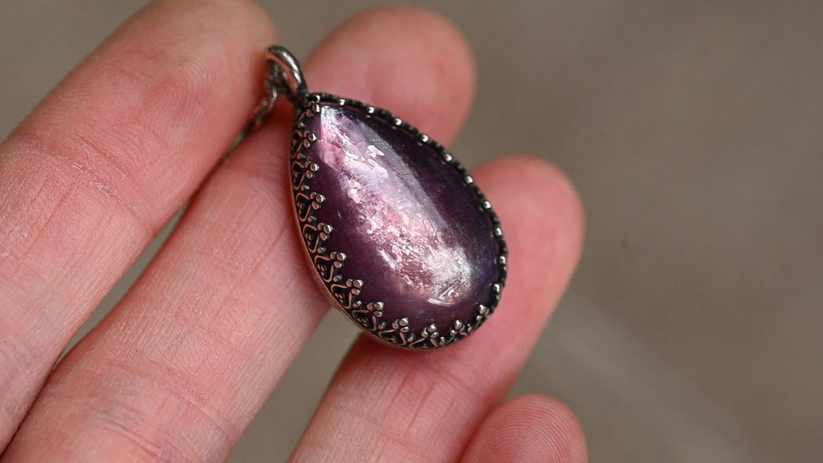 Queen Anne's lace lepidolite necklace