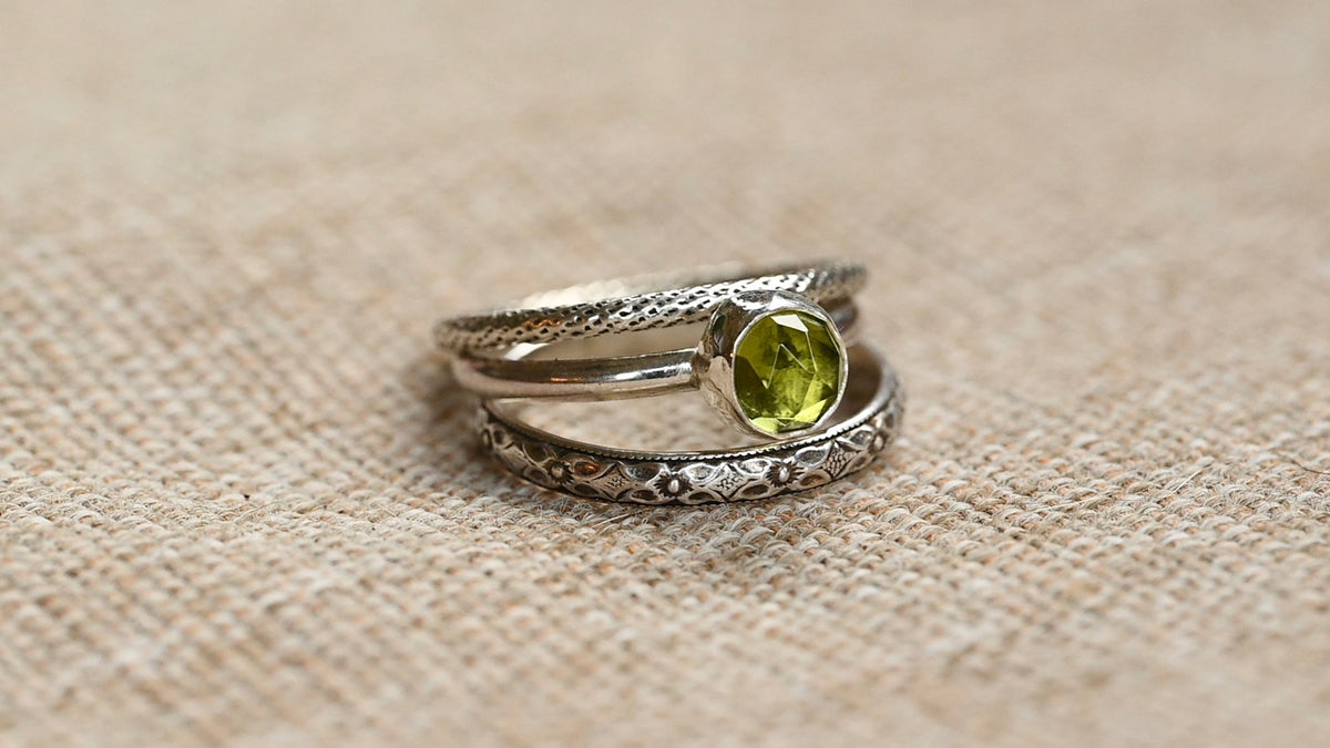 Peridot stacker ring set - size 8