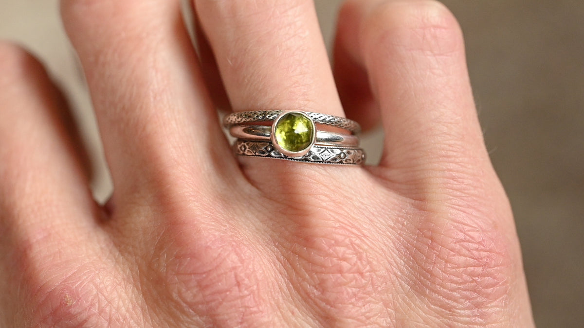 Peridot stacker ring set - size 8