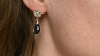 Black moonstone flower studs