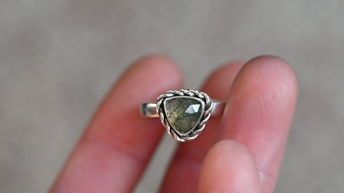 Moss agate ring