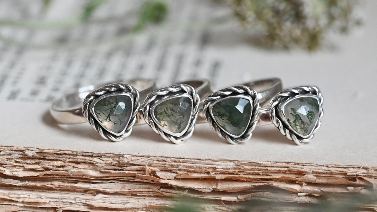 Moss agate ring