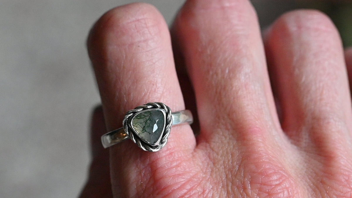 Moss agate ring