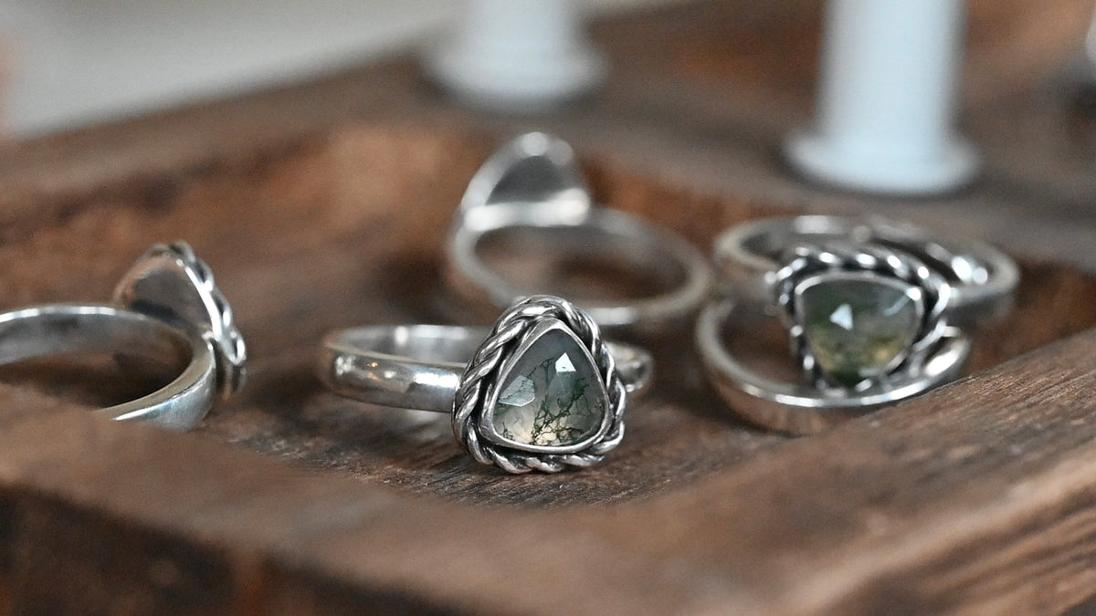 Moss agate ring