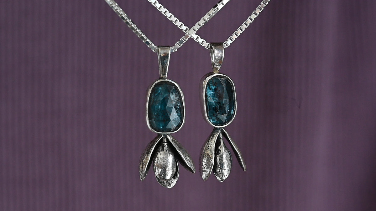 Kyanite succulent necklace