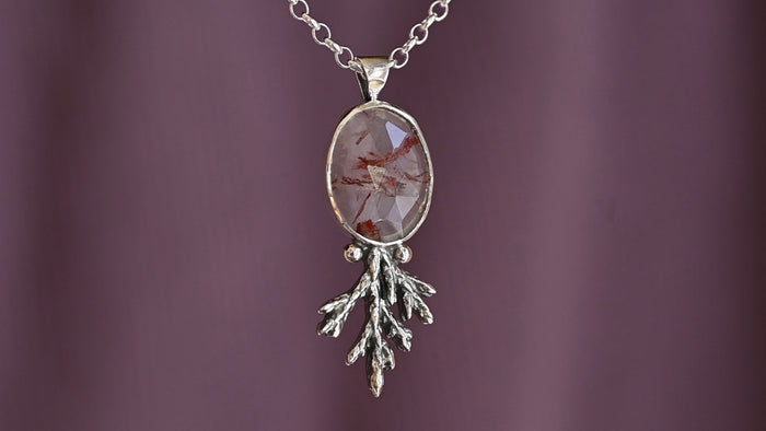 Rutilated quartz juniper necklace