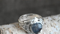 Dumortierite quartz forget-me-not ring - size 6.5