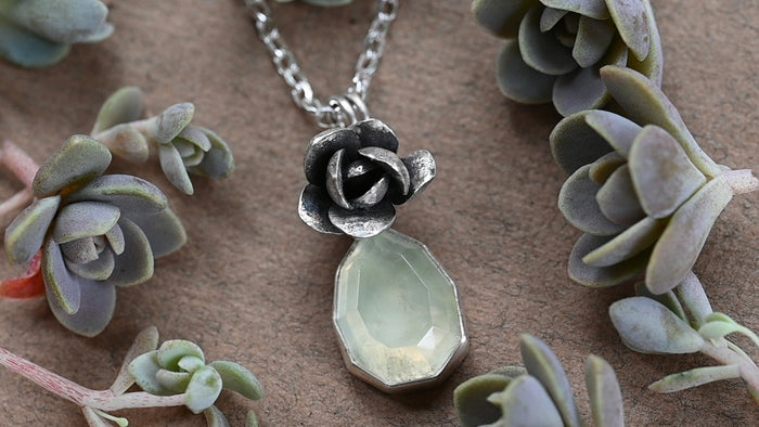 Prehnite succulent necklace