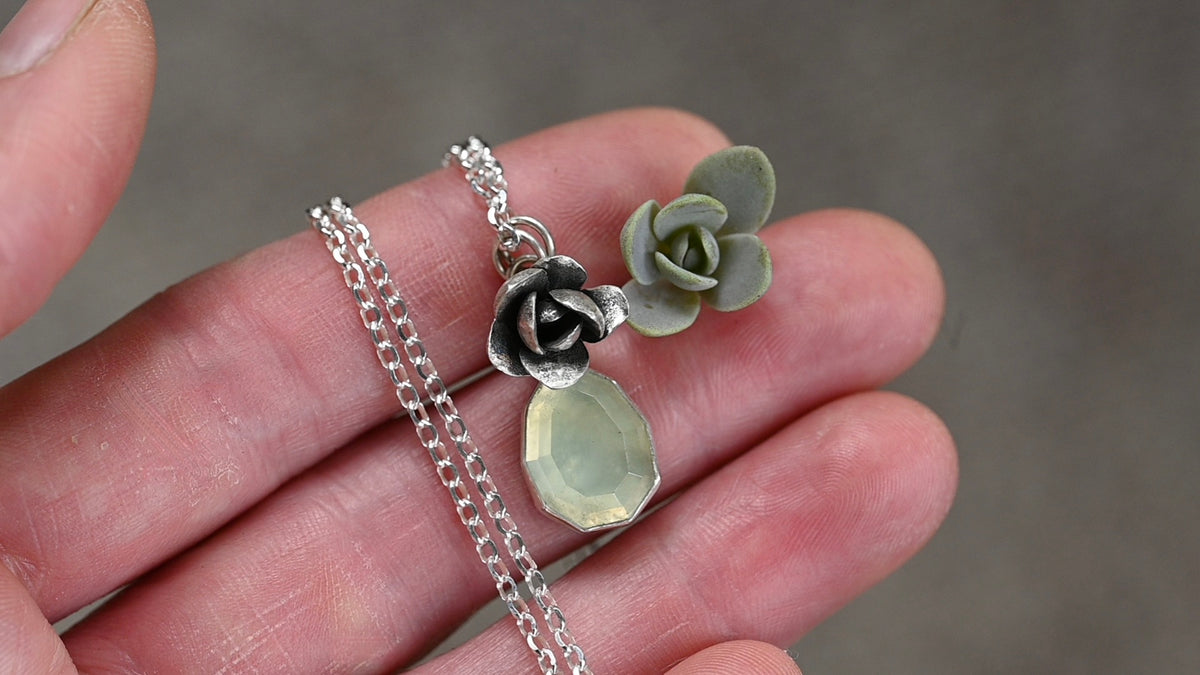 Prehnite succulent necklace