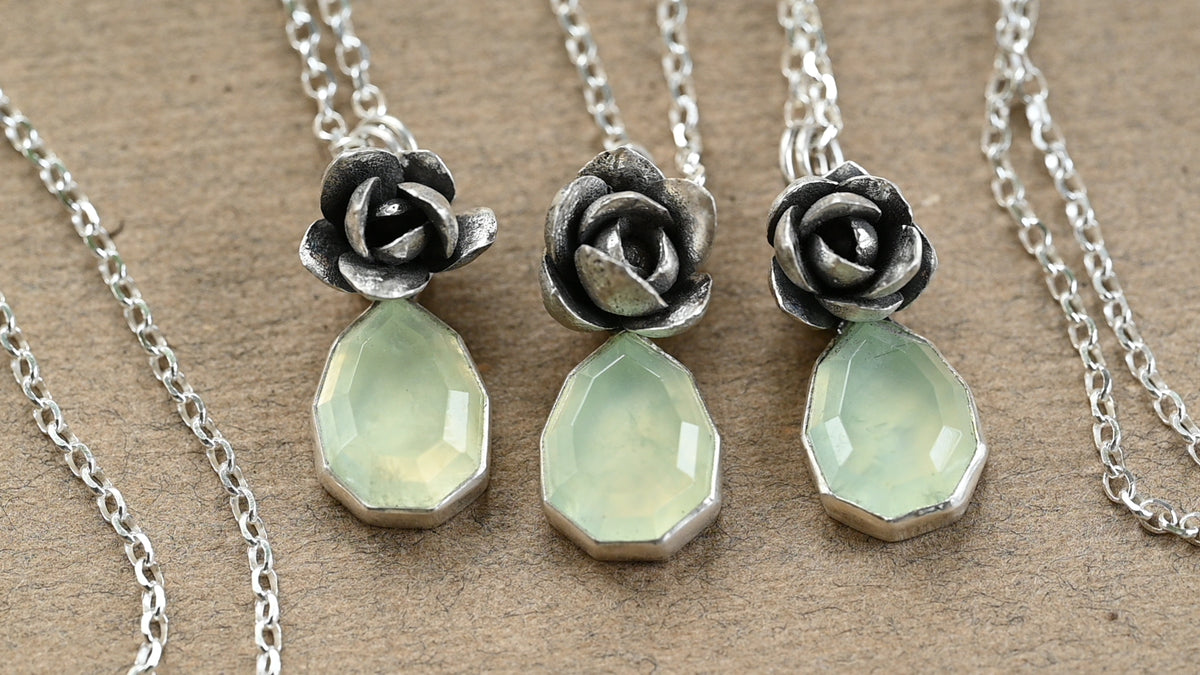 Prehnite succulent necklace