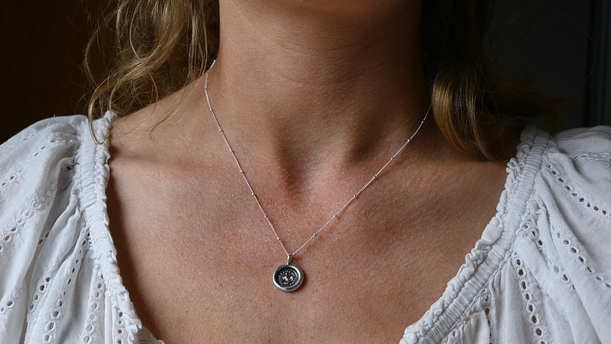 "While I live I'll crow" Victorian seal necklace