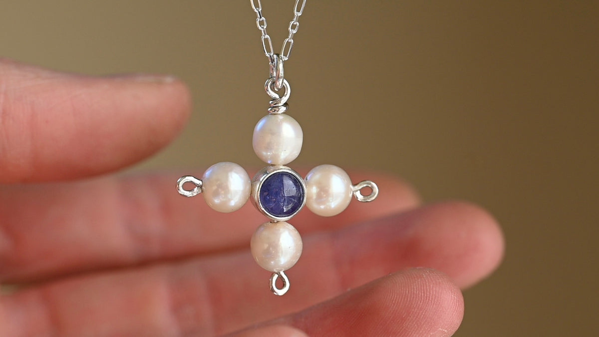 Pearl cross pendant